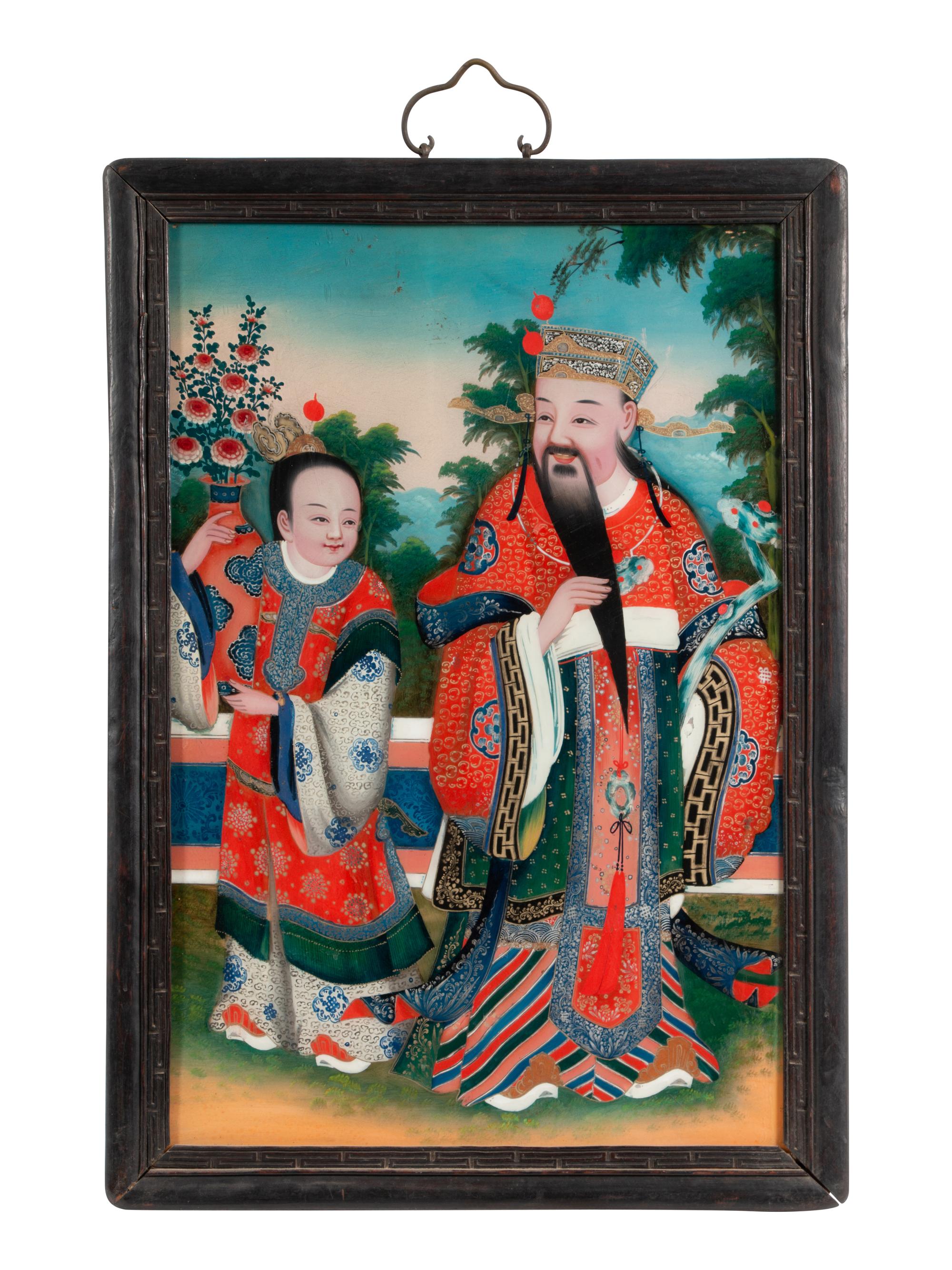 A Chinese Export Reversed Glass Painting