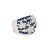 WHITE GOLD, DIAMOND AND SAPPHIRE RING