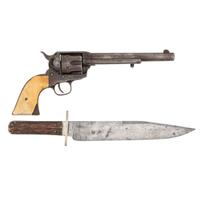 Colt Single Action Army Revolver with Sheffield IXL Bowie Knife and Period Cartridge Belt Rig