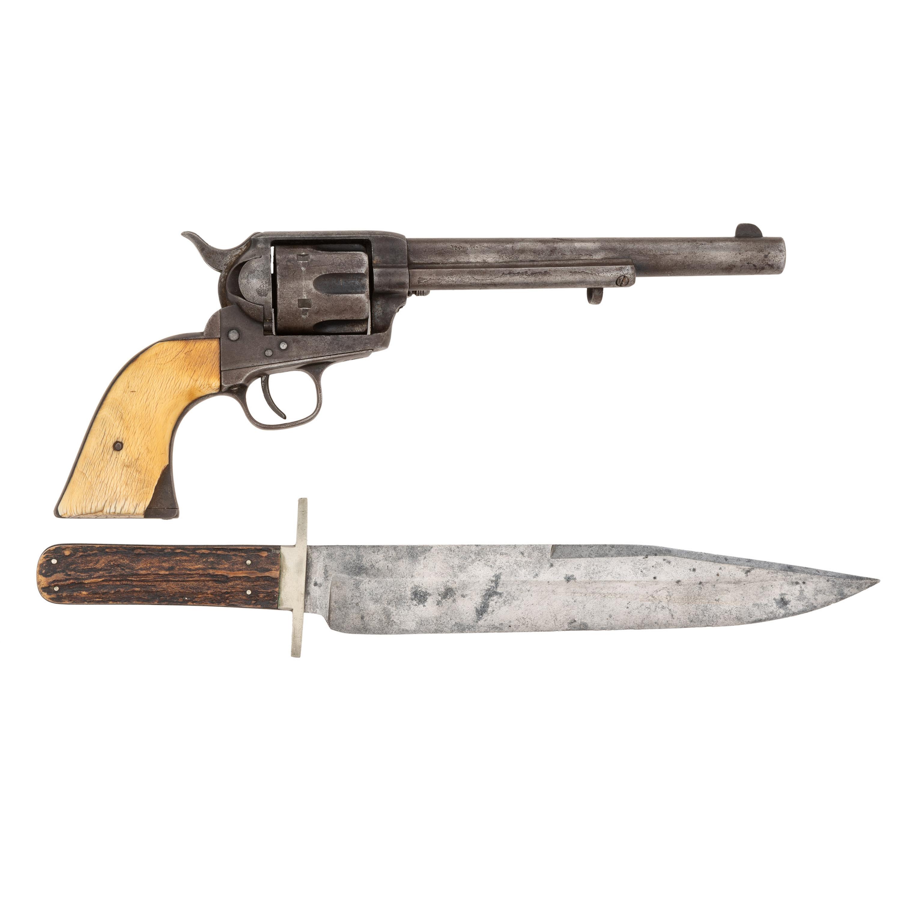 Colt Single Action Army Revolver with Sheffield IXL Bowie Knife and Period Cartridge Belt Rig