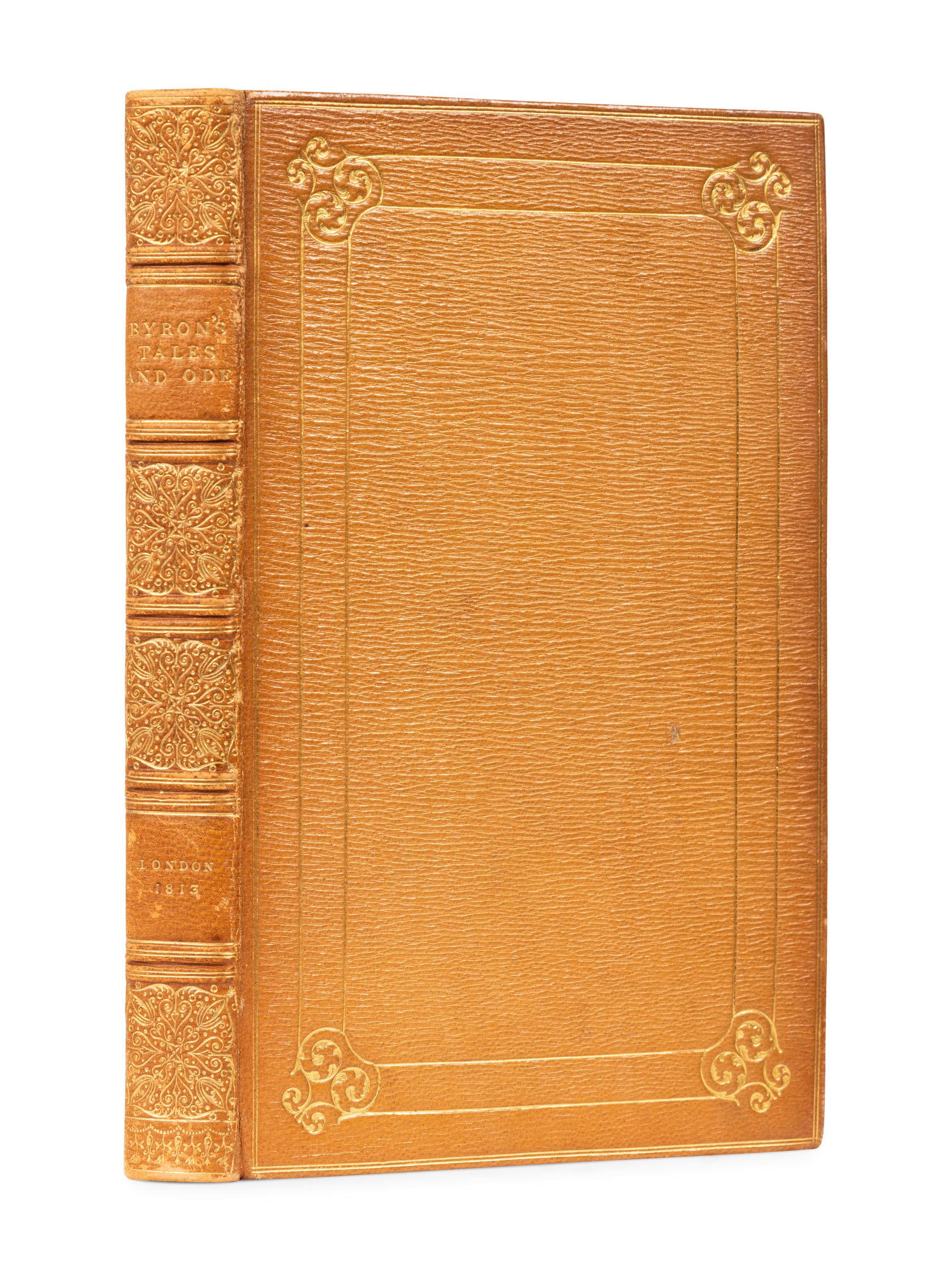 [FORE-EDGE PAINTING]. BYRON, George Gordon Noel, Lord (1788-1824). The Giaour: A Fragment of a Turkish Tale. -- The Bride of Abydos. -- The Corsair. -- Ode to Napoleon Buonaparte. London: John Murray, 1813, 1814, 1814, 1814.