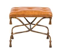 A Gilt Iron Bench with Tassels Heigh 16 1/2 x width 19 x depth 11 1/2 inches. — MID TO LATE 20TH CENTURY