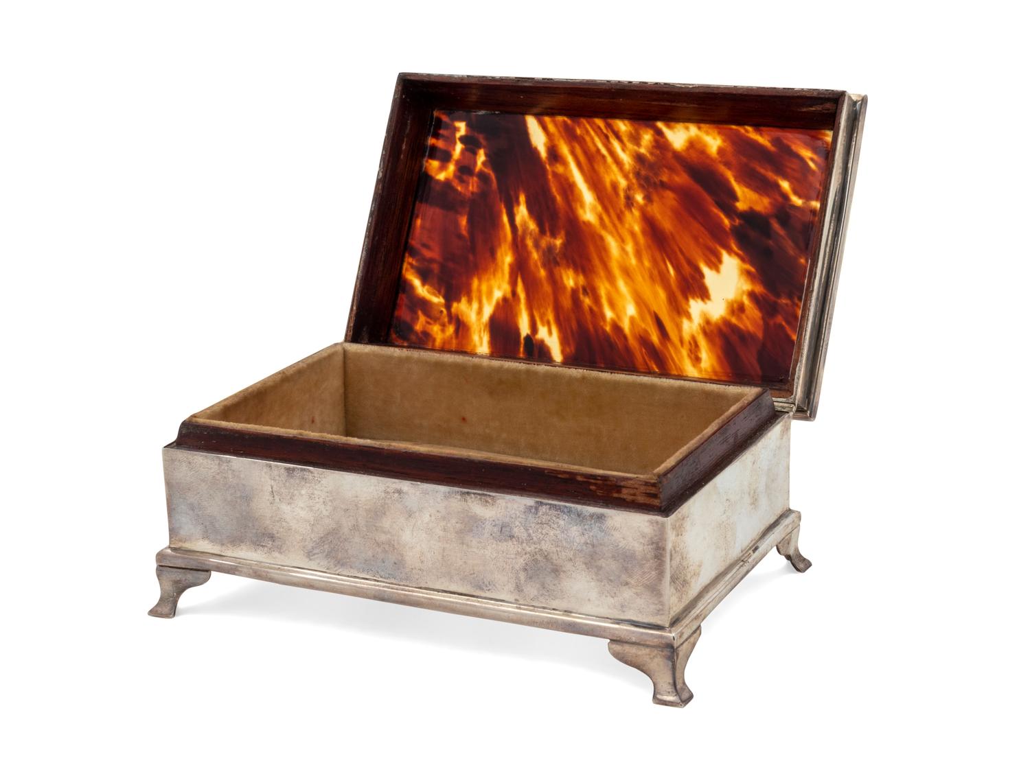 An English Silver and Tortoise Jewelry Casket — Birmingham, 1921