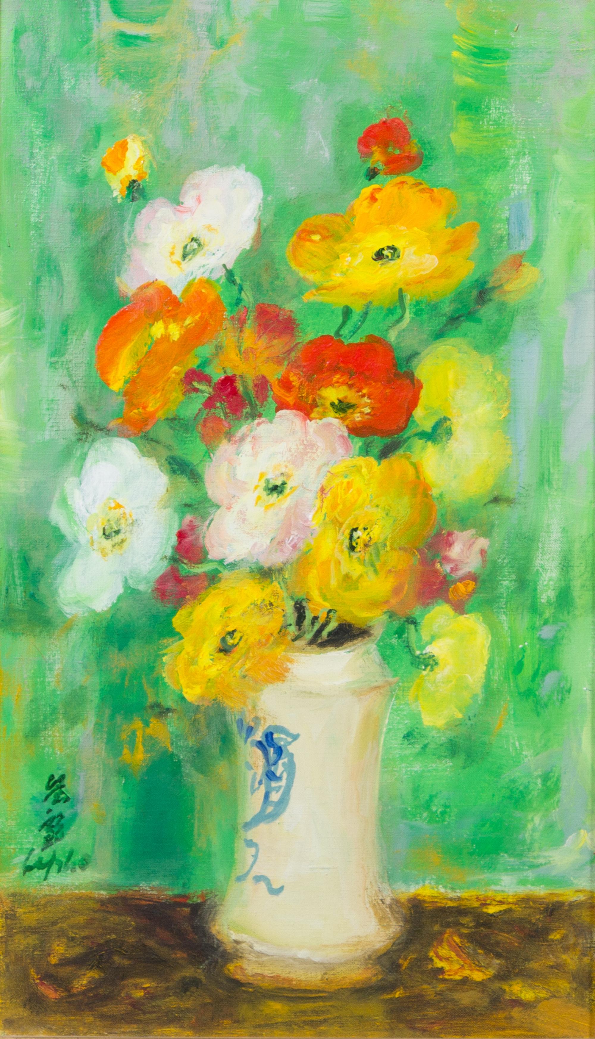 Le Pho, (French/Vietnamese, 1907-2001), Cocquelicots sur un fond vert