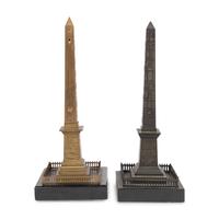Two Grand Tour Bronze Luxor Obelisk Thermometers