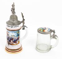 Two German Steins Height of taller 11 3/4 inches. — 20TH CENTURY