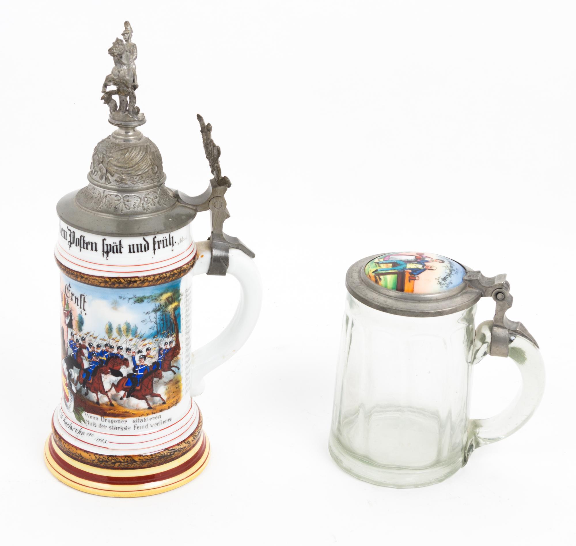 Two German Steins Height of taller 11 3/4 inches. — 20TH CENTURY
