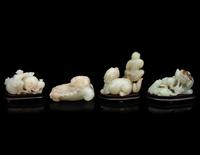 Four Chinese Carved Jade Figures