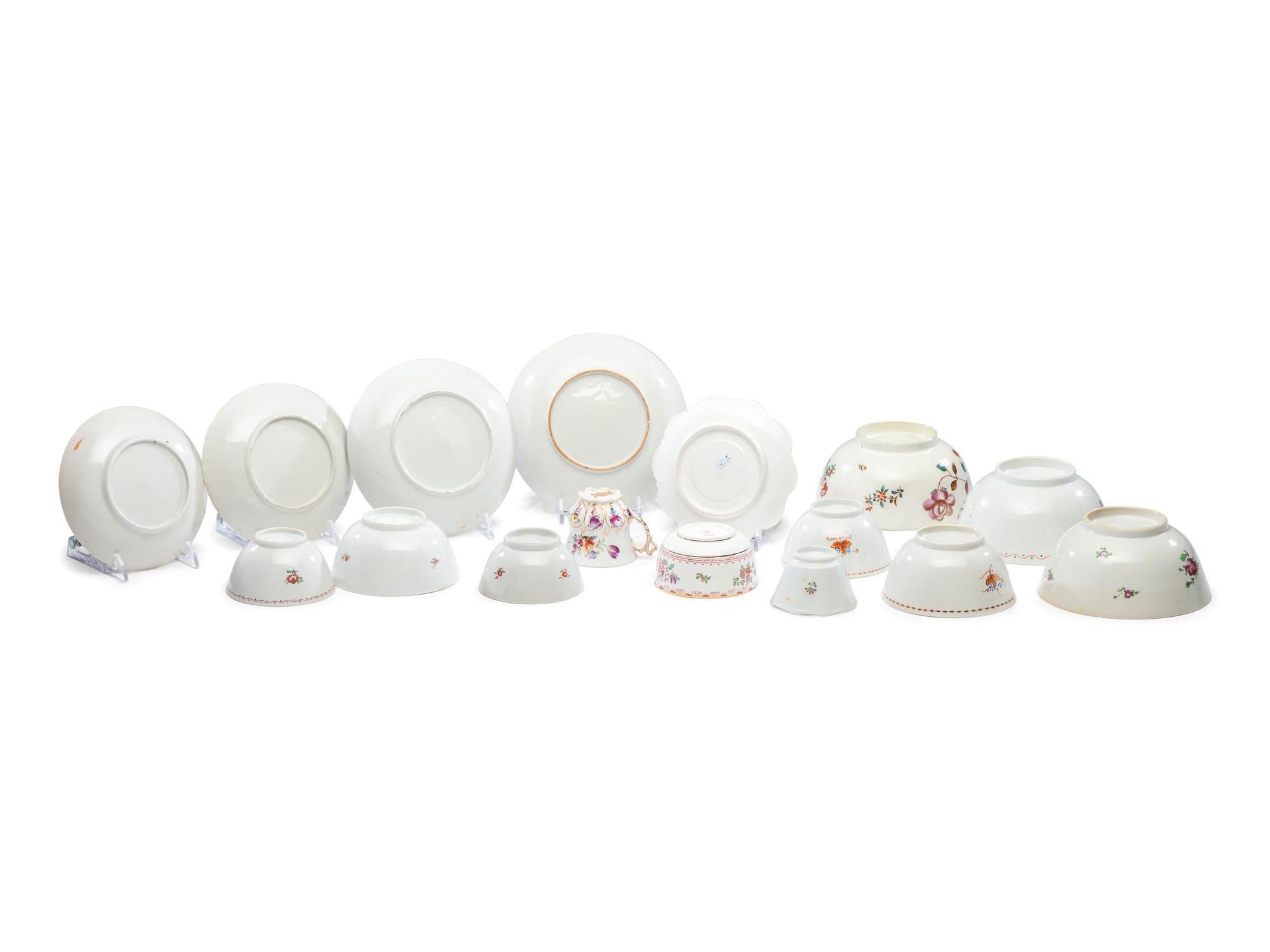 A Mixed Collection of Chinese Export Famille Rose and Rose Mandarin Porcelain Articles
