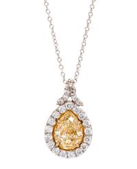 Colored Diamond and Diamond Pendant/Necklace