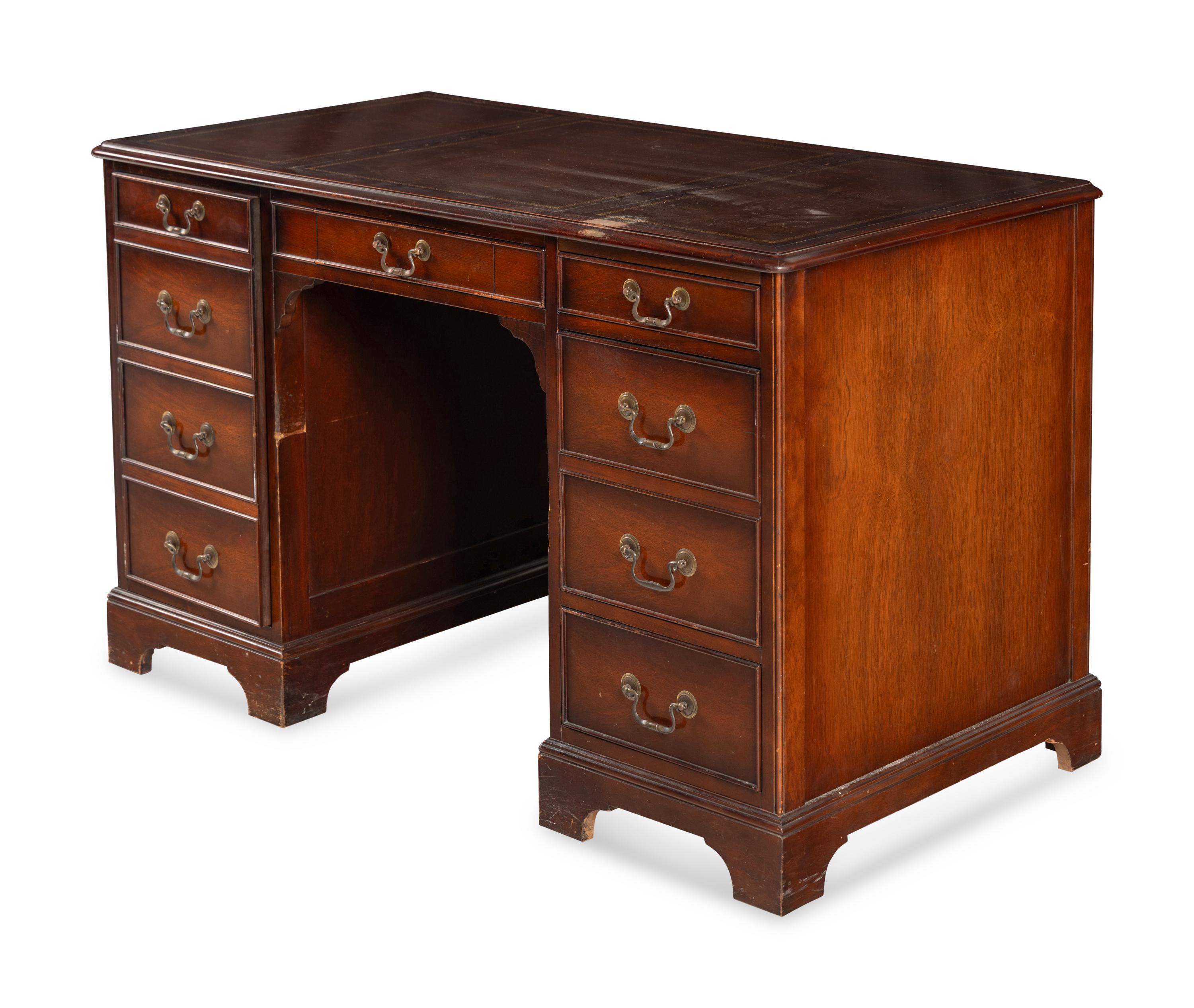 A George III Style Mahogany Pedestal Desk
