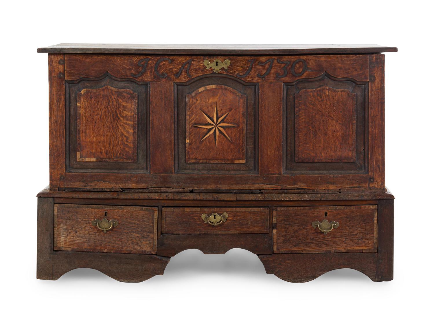 A George II Oak and Marquetry Blanket Chest