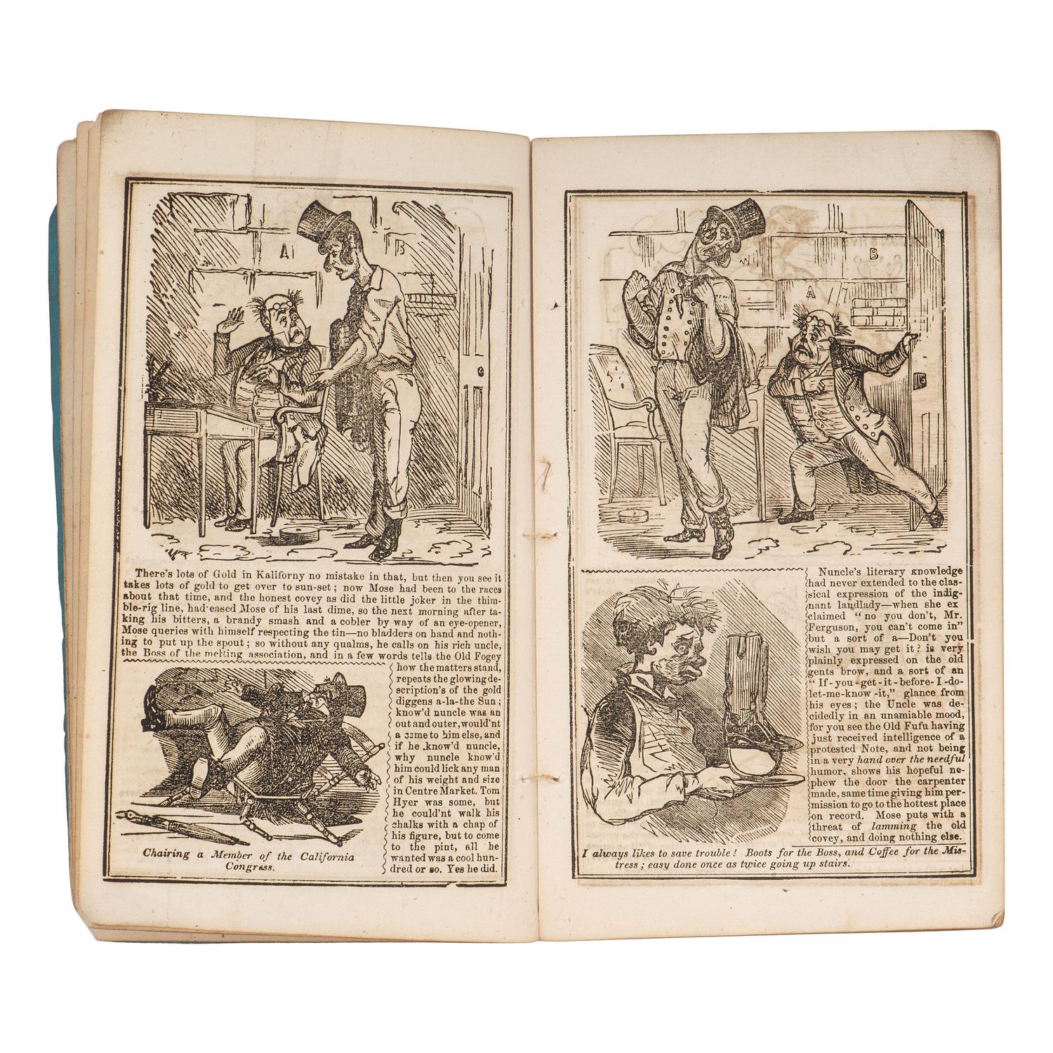 [CALIFORNIA]. ANONYMOUS. The Clown, or the Banquet of Wit with Cuts by the Ring Master. Philadelphia: Fisher & Brother, n.d. [ca 1850].