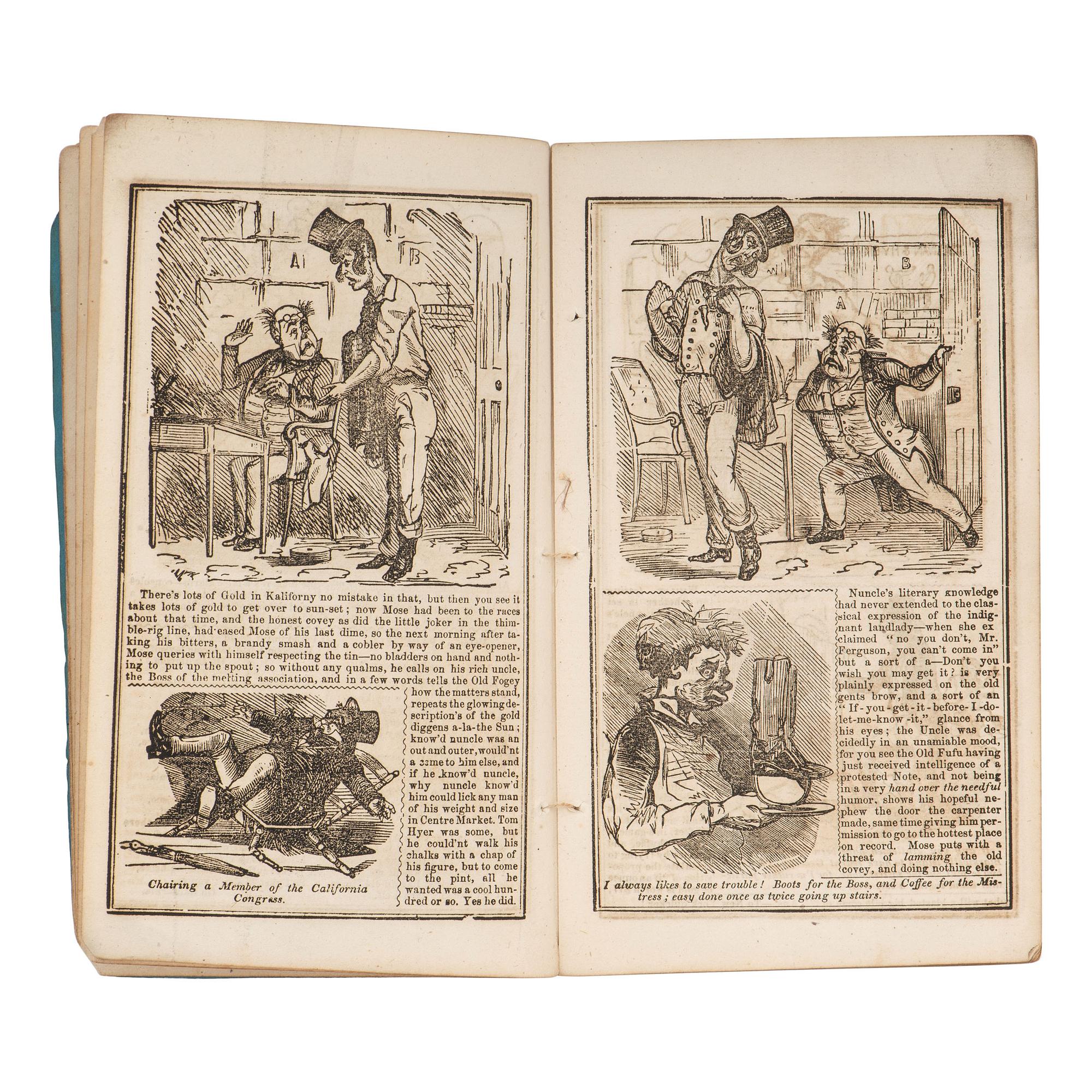 [CALIFORNIA]. ANONYMOUS. The Clown, or the Banquet of Wit with Cuts by the Ring Master. Philadelphia: Fisher & Brother, n.d. [ca 1850].