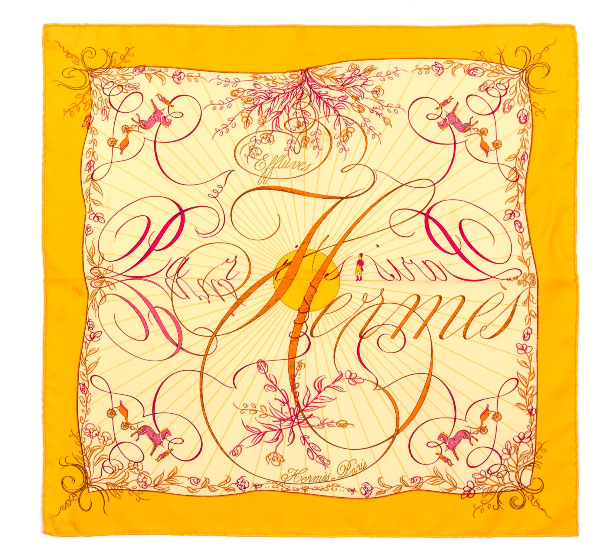 A Pair of Hermes Silk Pocket Squares, 16" x 16".