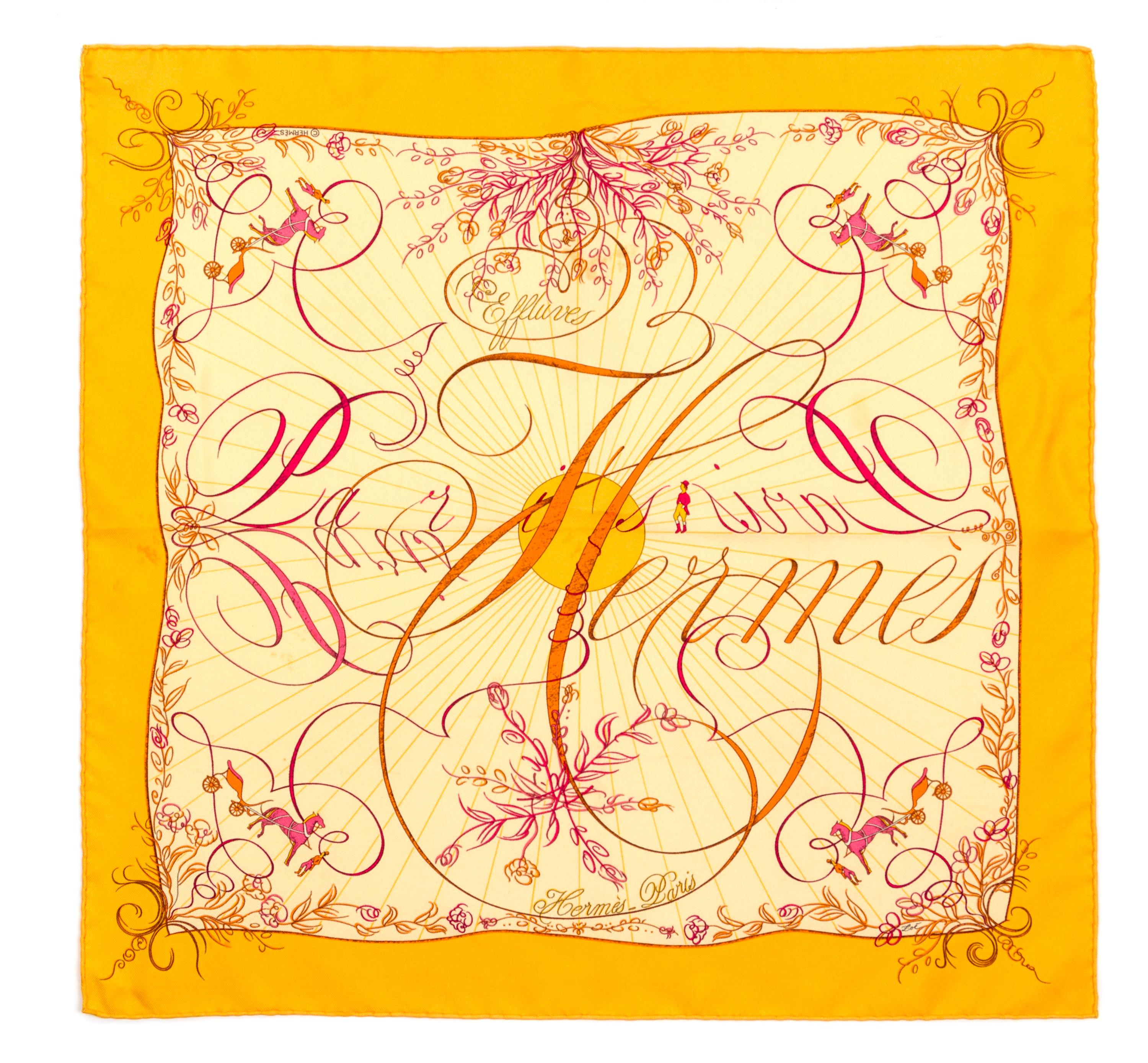 A Pair of Hermes Silk Pocket Squares, 16" x 16".
