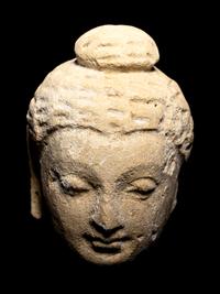 Three Gandharan Fragmentary Stucco Heads and One European Fragmentary Stucco Head