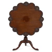 A George III Shell-Carved Mahogany Tilt-Top Table