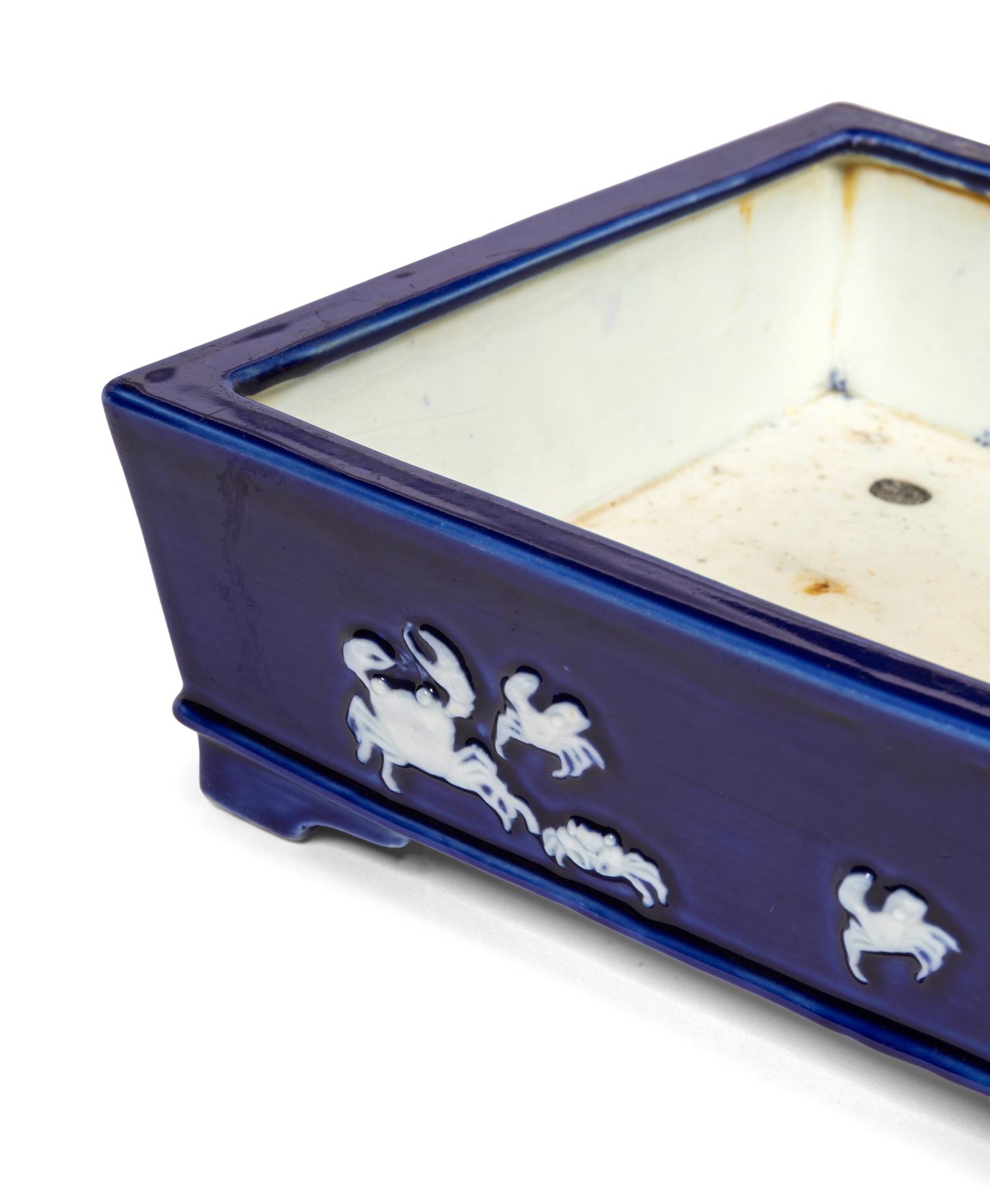 Three Chinese Blue Glazed Porcelain Wares