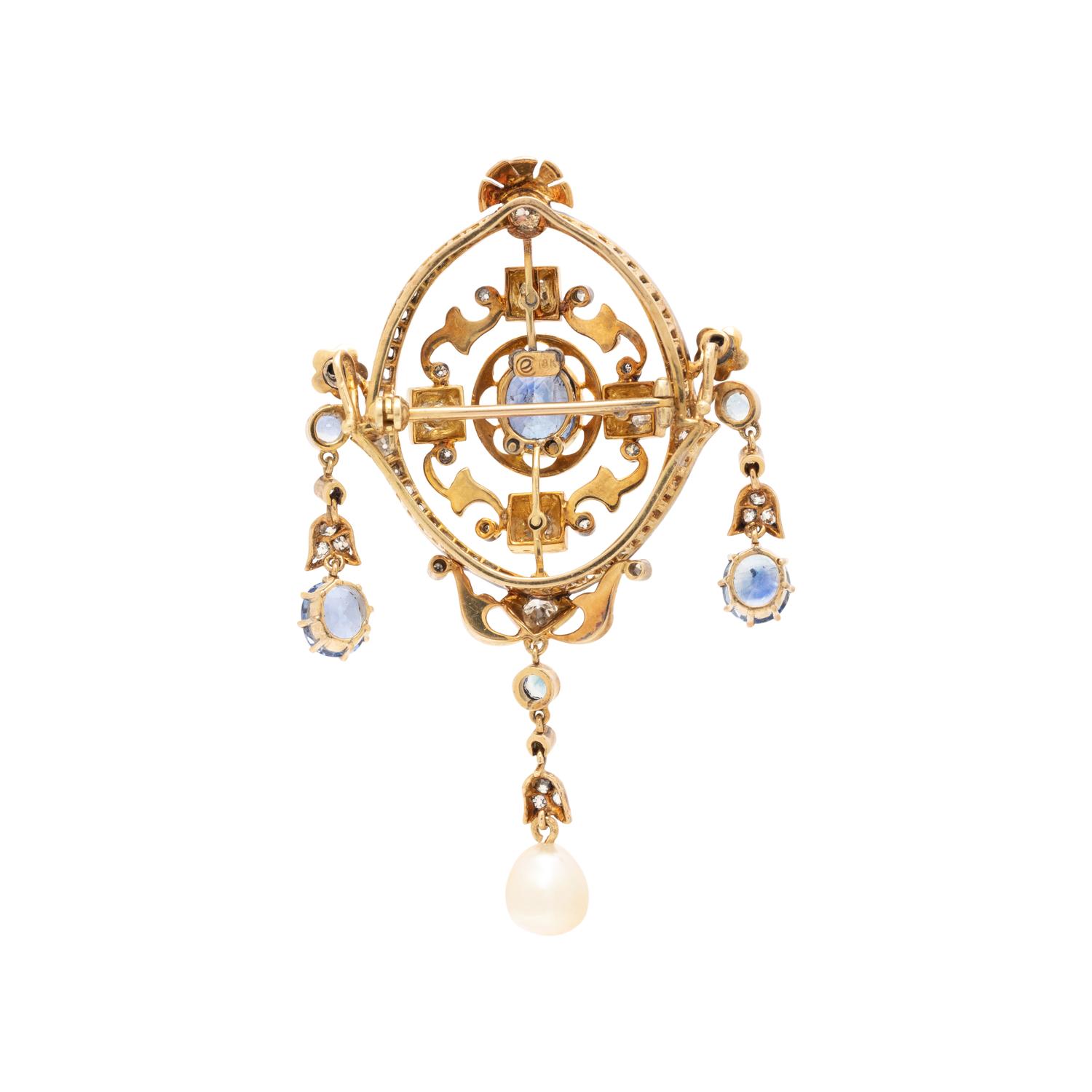 EVELYN CLOTHIER, CONVERTIBLE SAPPHIRE, DIAMOND AND POLYCHROME ENAMEL NECKLACE