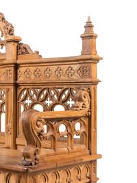 A Gothic Revival Carved Oak Hall Bench