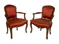 A Pair of Louis XV Beechwood Fauteuils