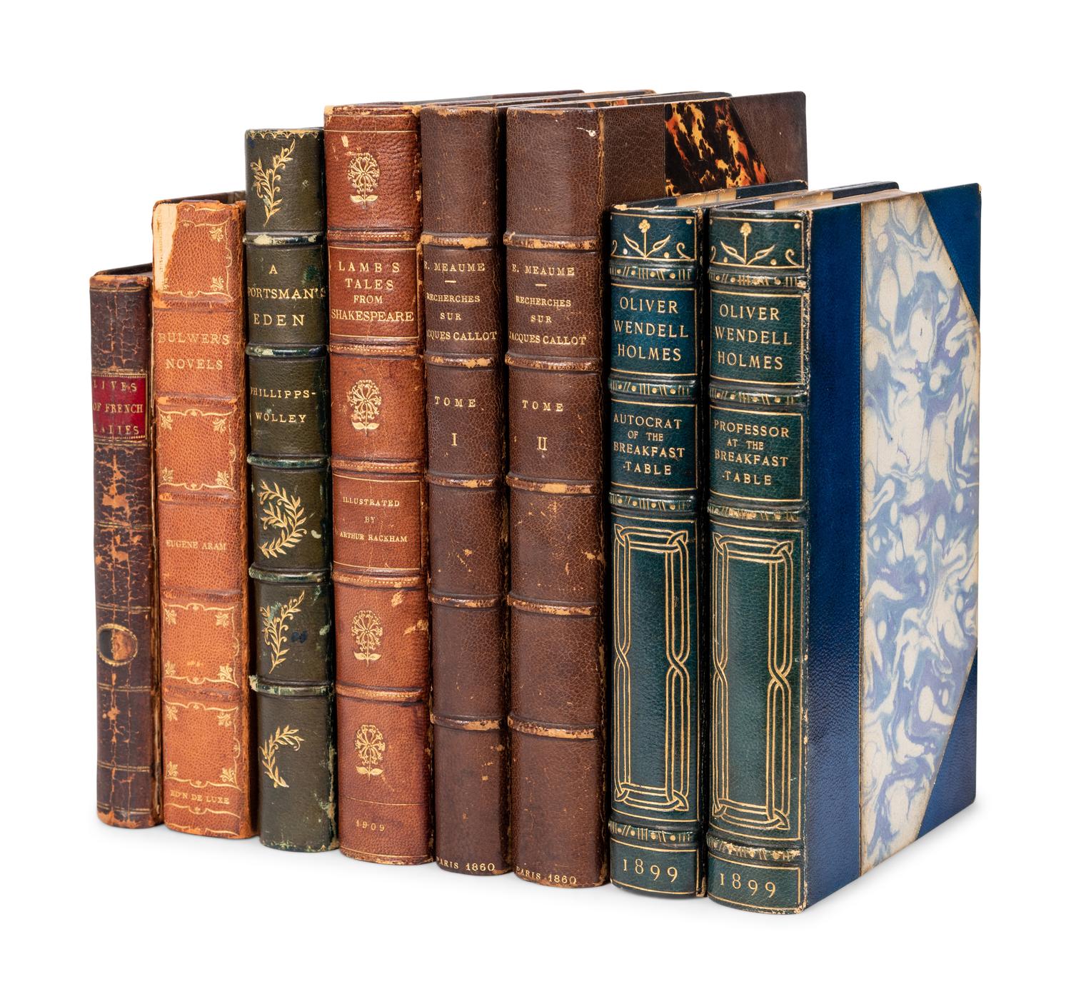 [FINE BINDINGS] -- A group of 7 works in 8 volumes finely bound, comprising: