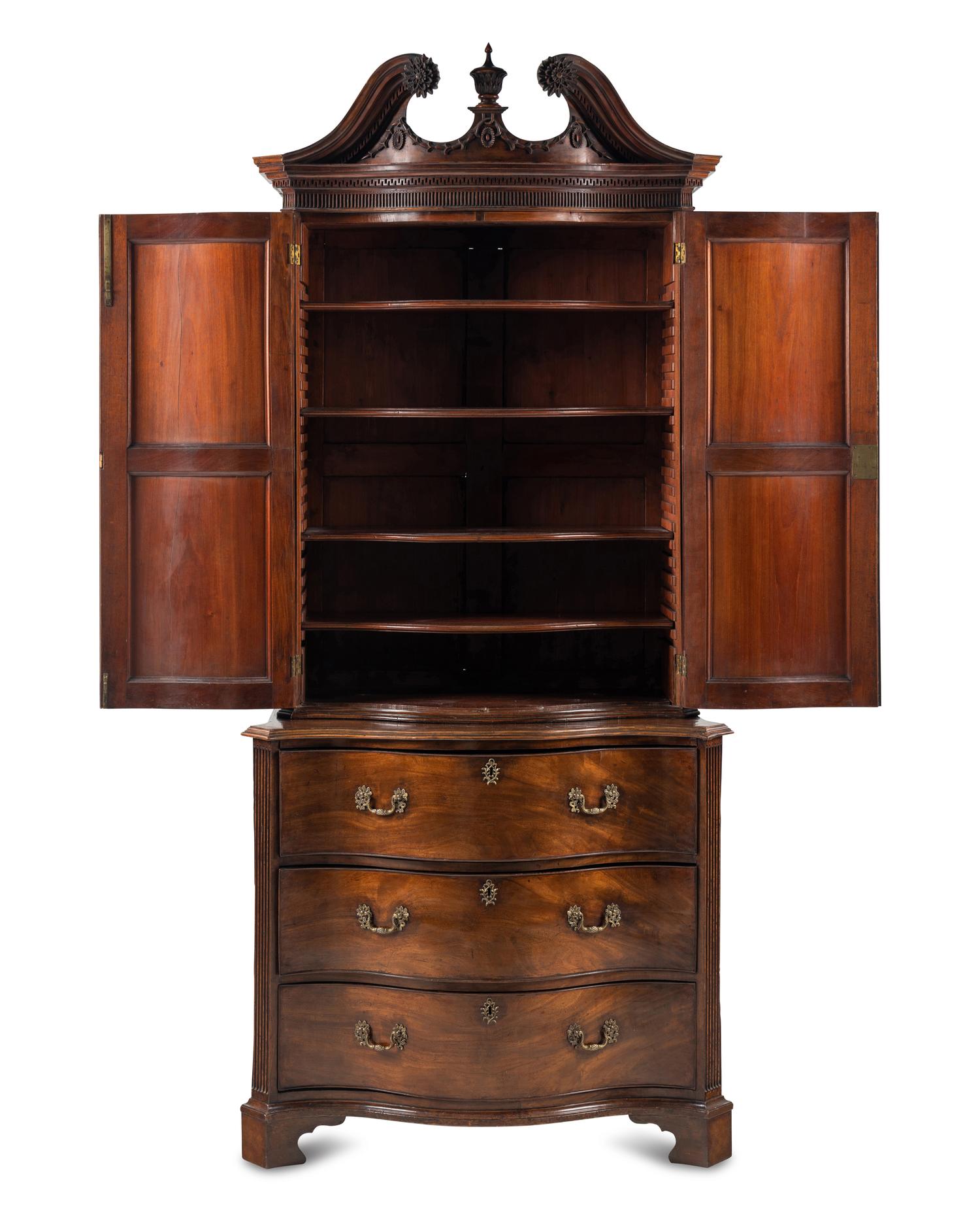 A George III Mahogany Serpentine Bookcase
