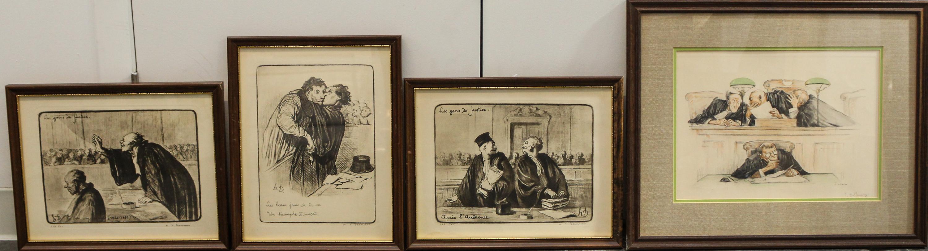 Honore Daumier, (French, 1808-1879), Two plates from Les gens de justice and one plate from Les beaux jours de la vie, together with L'