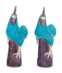 A Pair of Chinese Export Turquoise Glazed Roosters