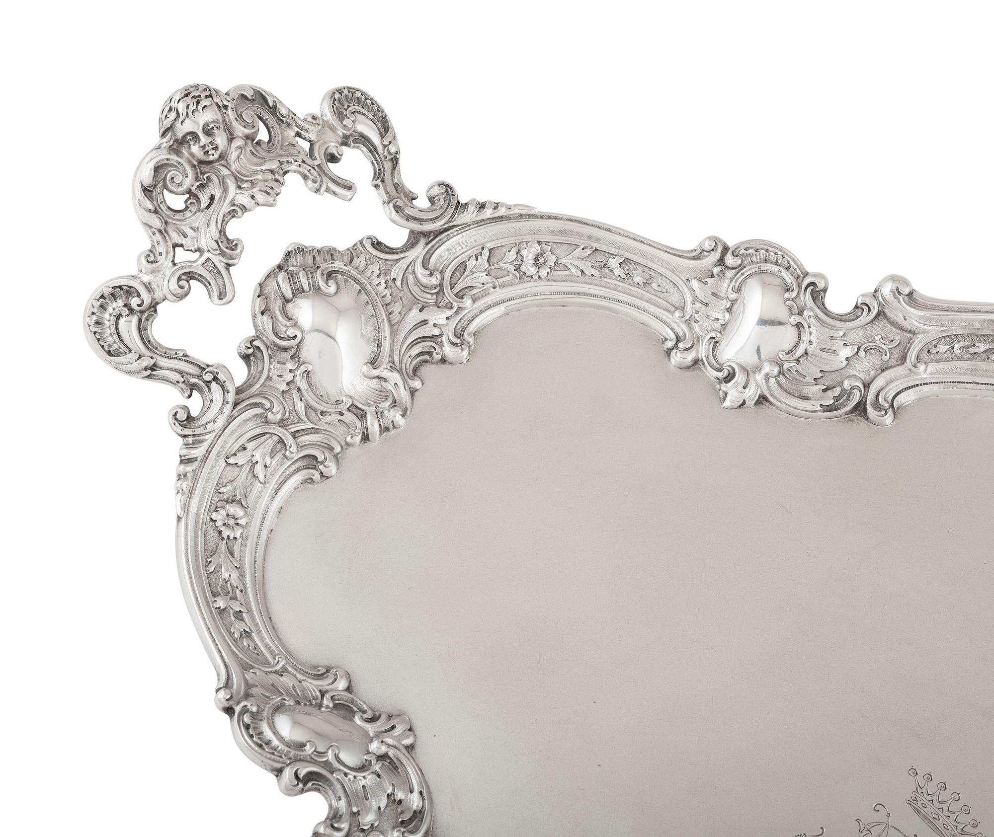 A German Rococo Style Silver Tray