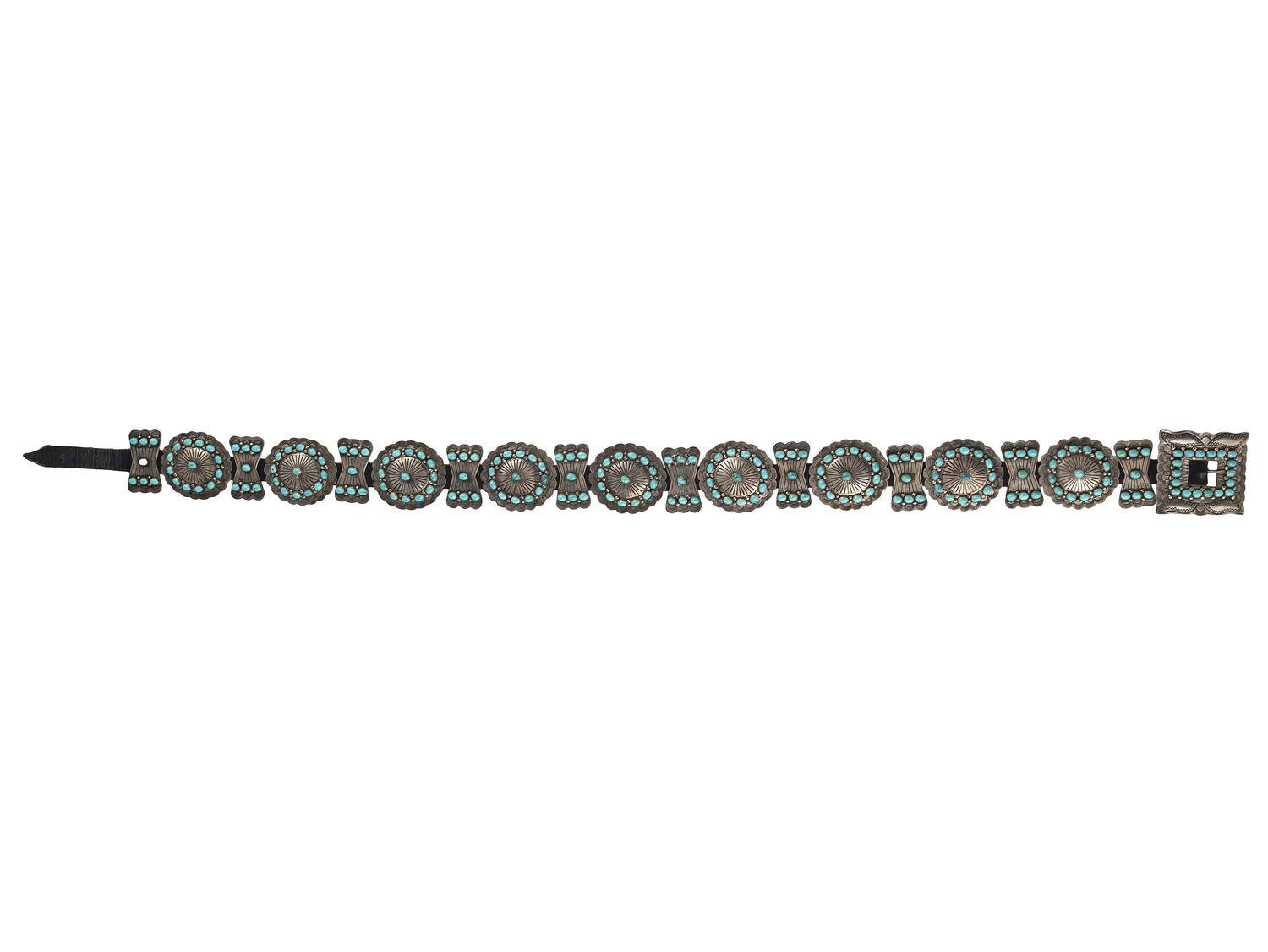 Navajo Turquoise Cluster Concha Belt