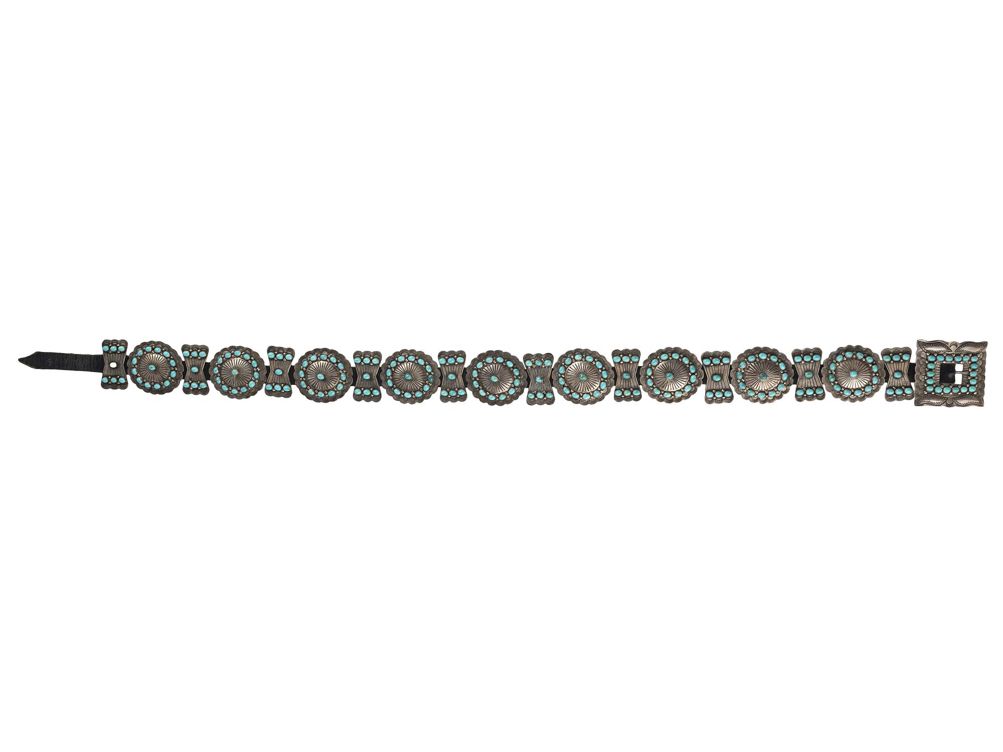 Navajo Turquoise Cluster Concha Belt