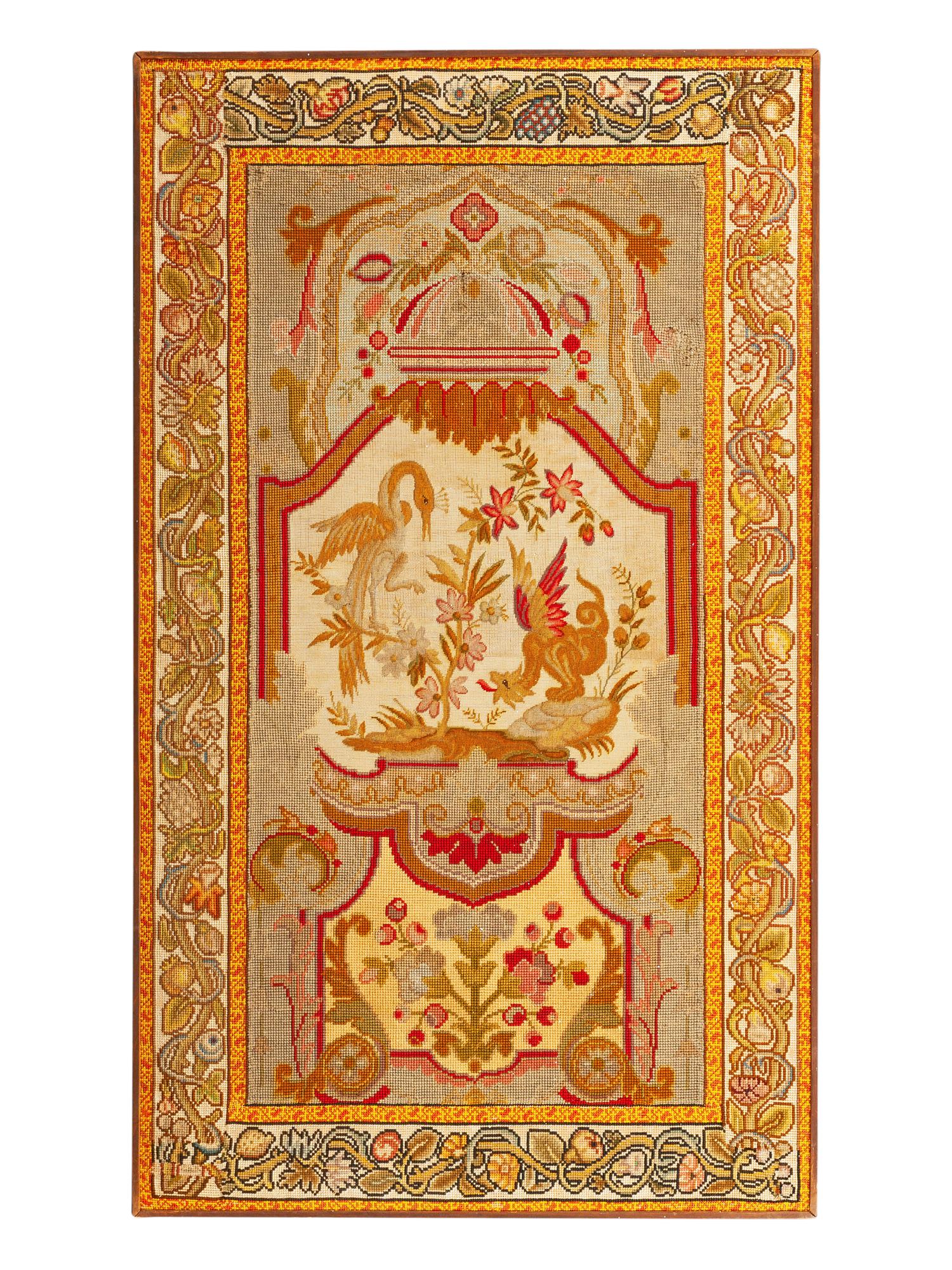 A Near Pair of Continental Needlepoint and Petit Point Panels