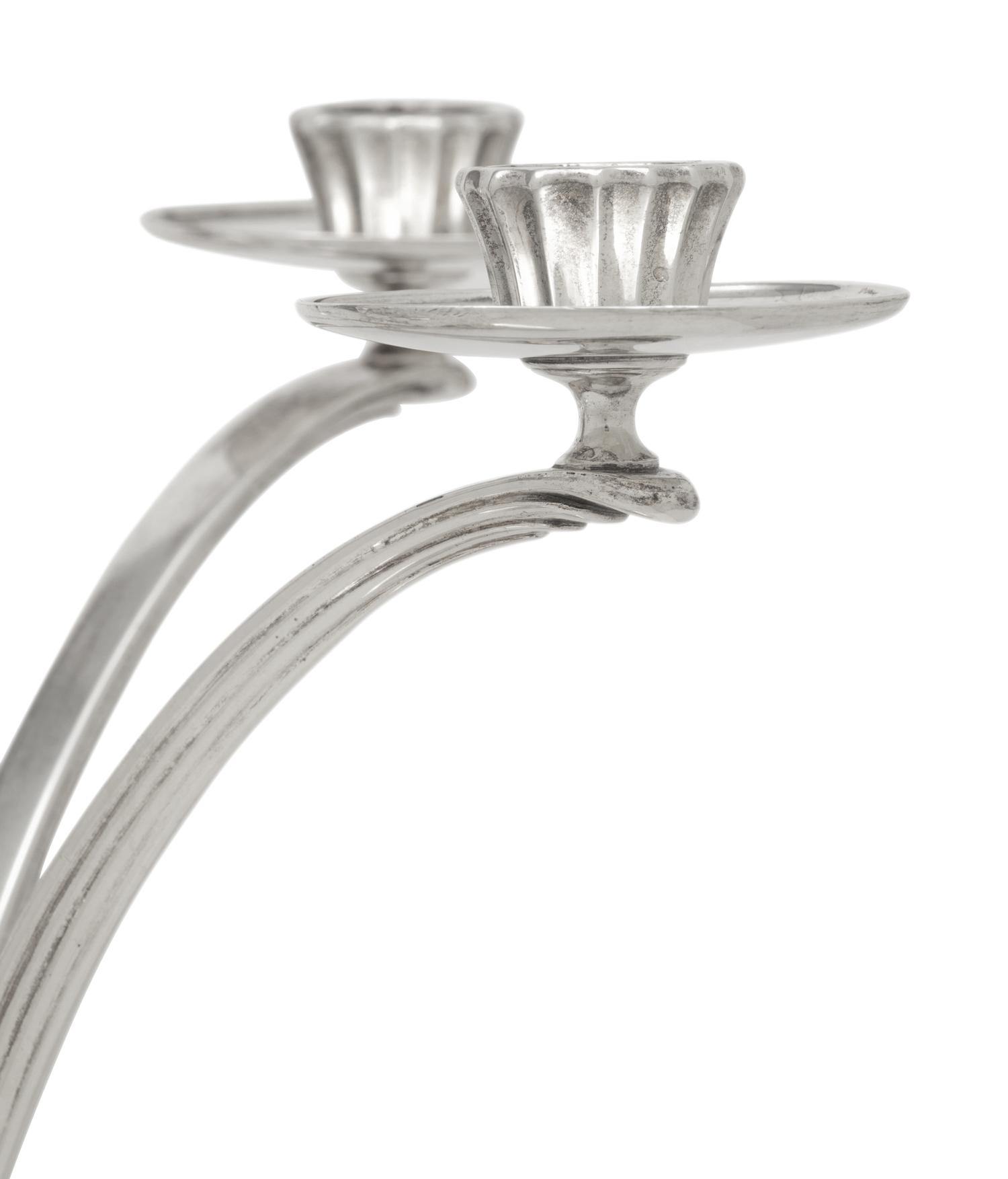 A Pair of English Silver Four-Light Candelabra