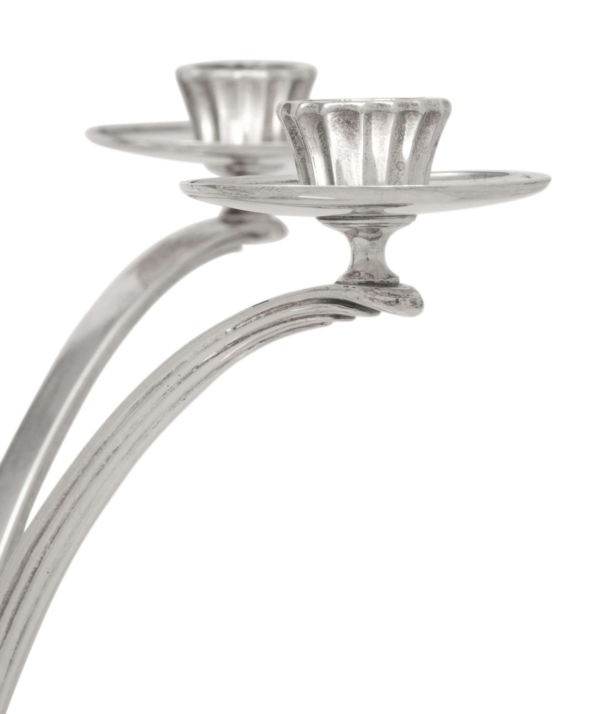 A Pair of English Silver Four-Light Candelabra
