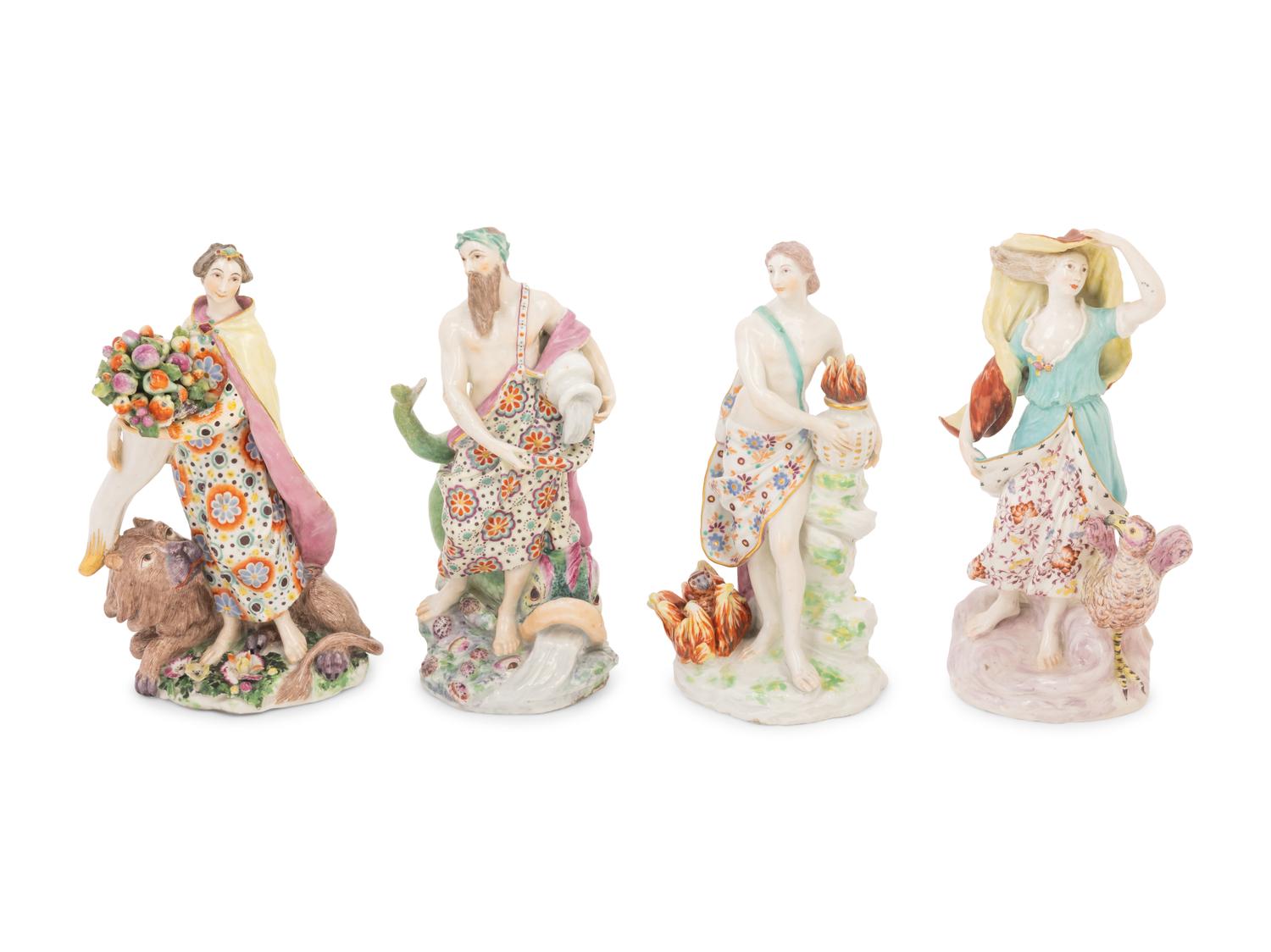 A Set of Four Chelsea Porcelain Figures Allegorical of the Elements