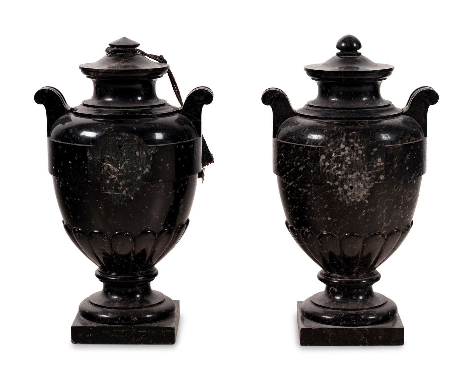 A Pair of Continental Marble Urns