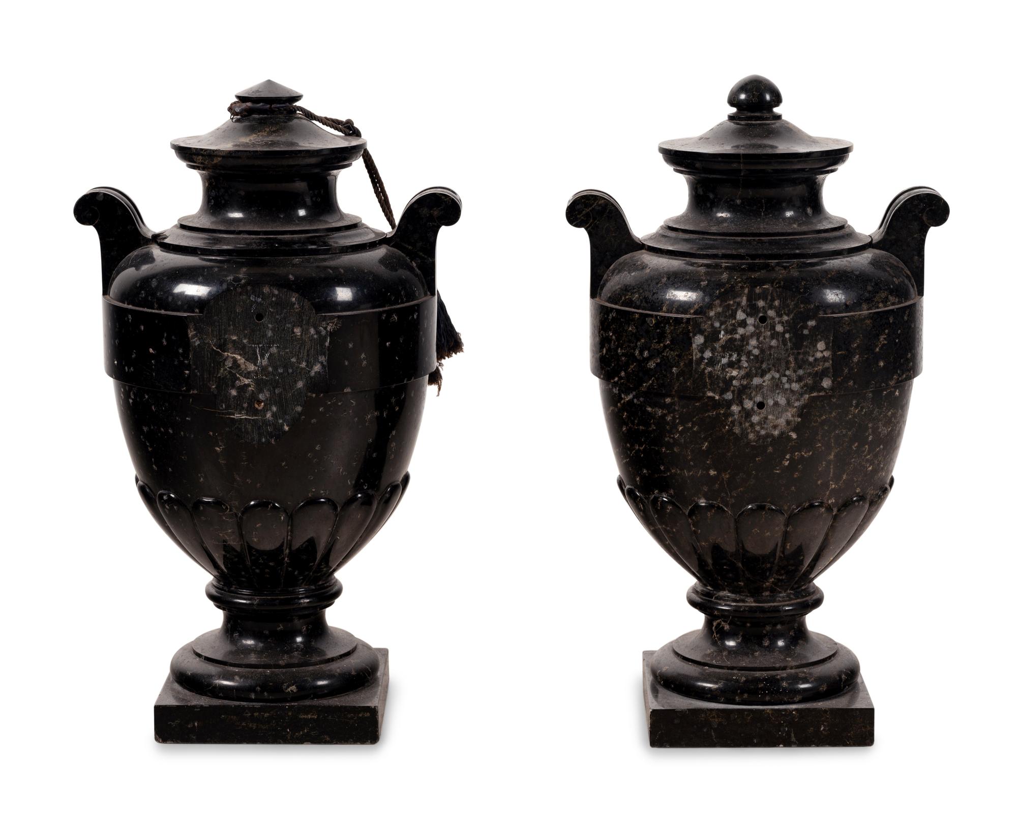 A Pair of Continental Marble Urns