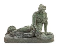 A Carved Marble Seated Figure of a Woman, After the Antique