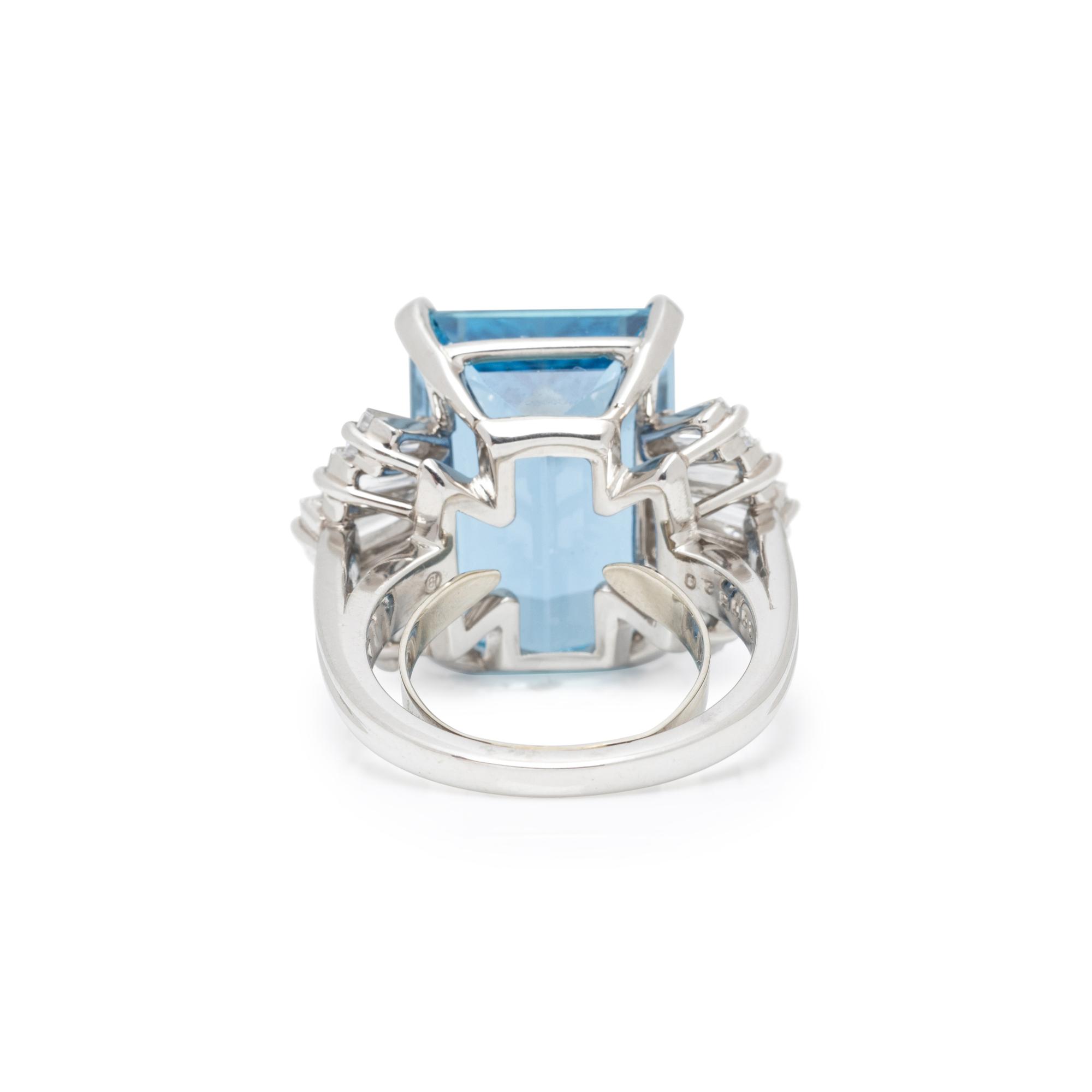 OSCAR HEYMAN, AQUAMARINE AND DIAMOND RING