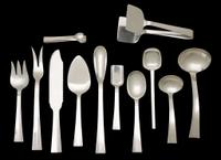 Group of sterling silver serving pieces allan adler, studio city, ca, 20th century