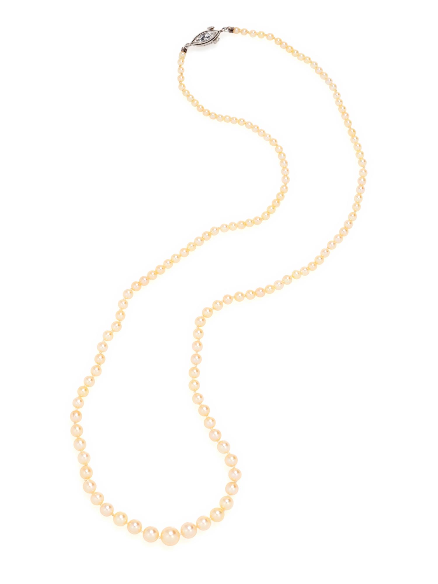 NATURAL PEARL AND DIAMOND NECKLACE