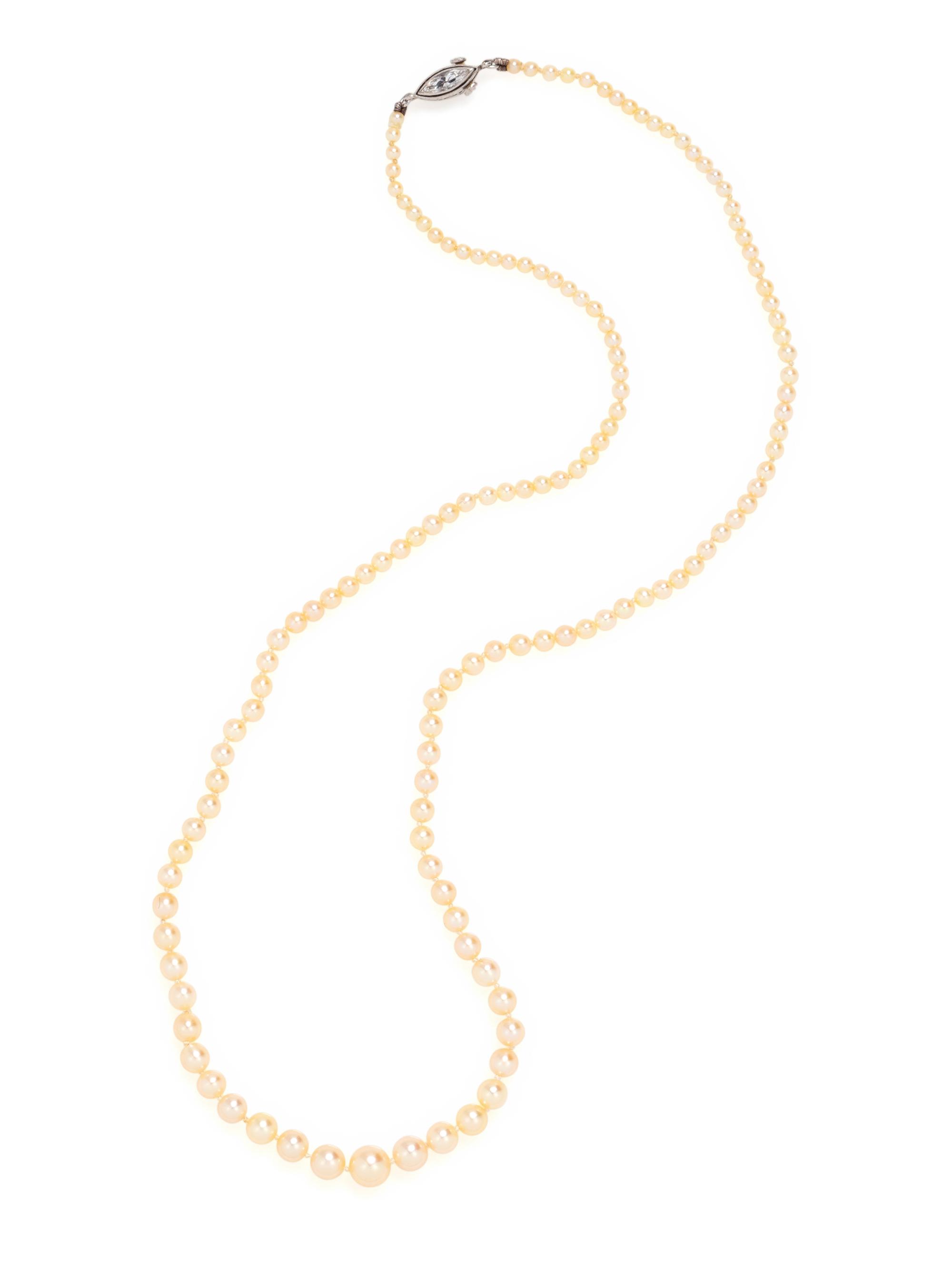 NATURAL PEARL AND DIAMOND NECKLACE