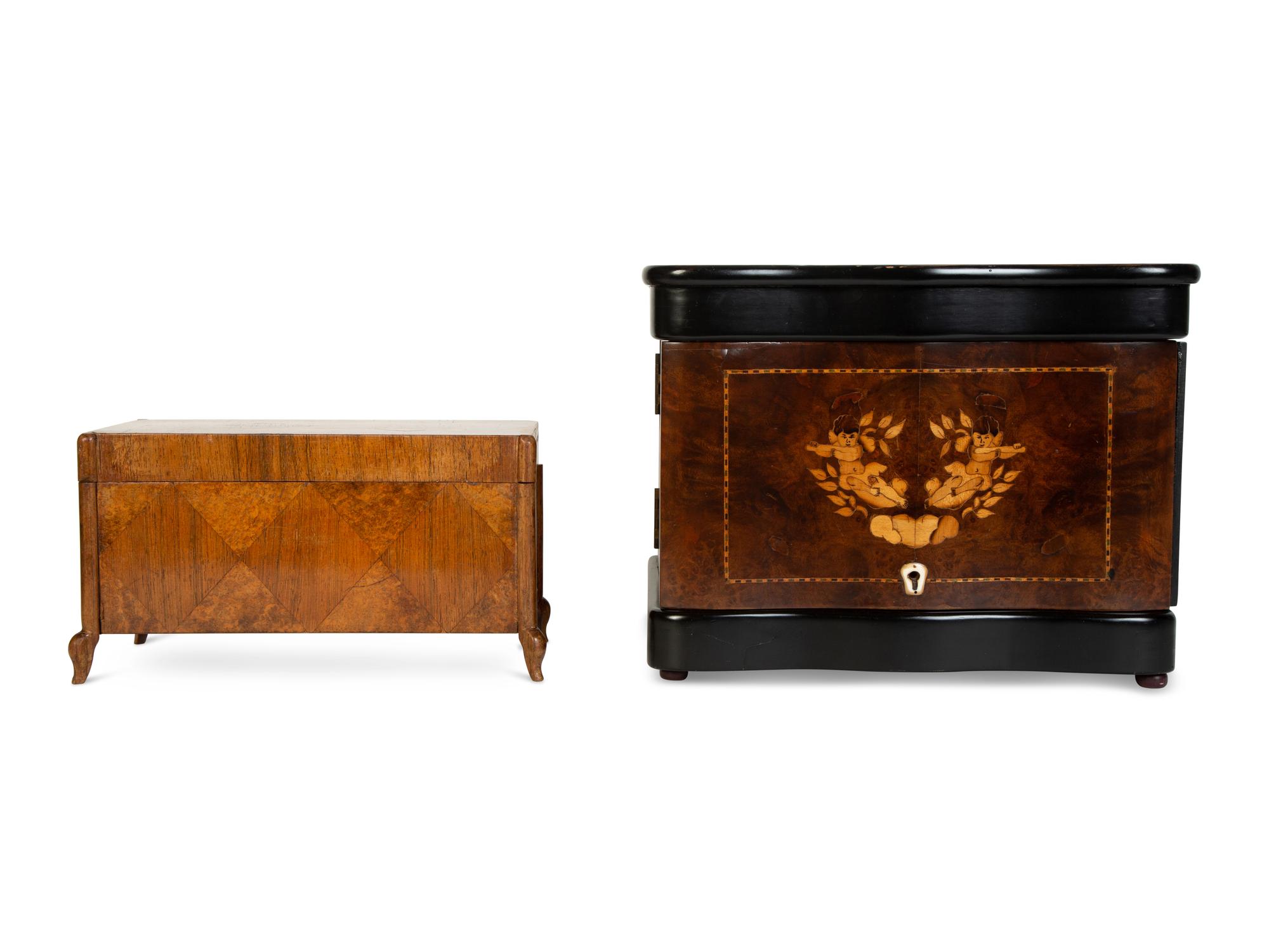Two Continental Marquetry Boxes