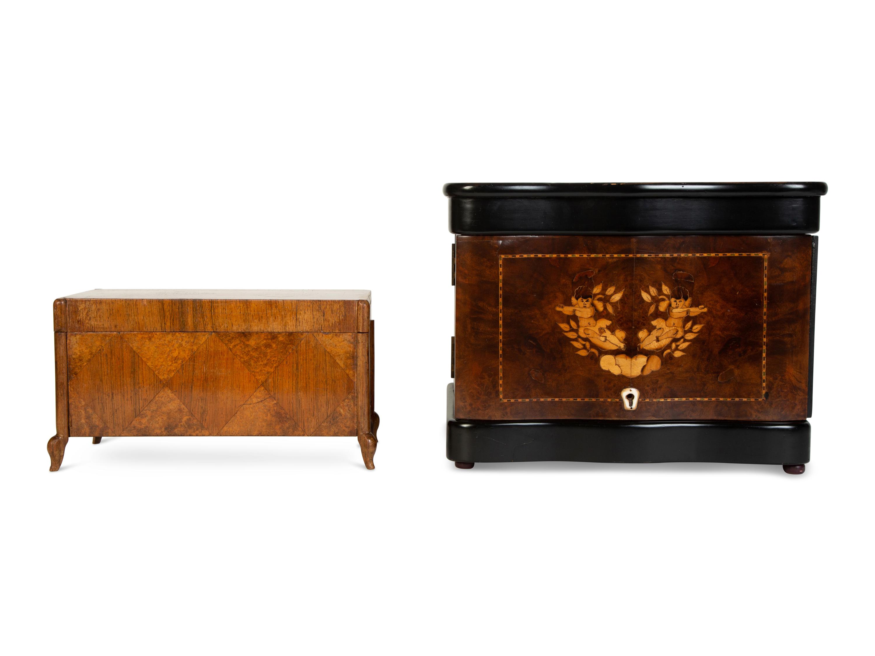 Two Continental Marquetry Boxes