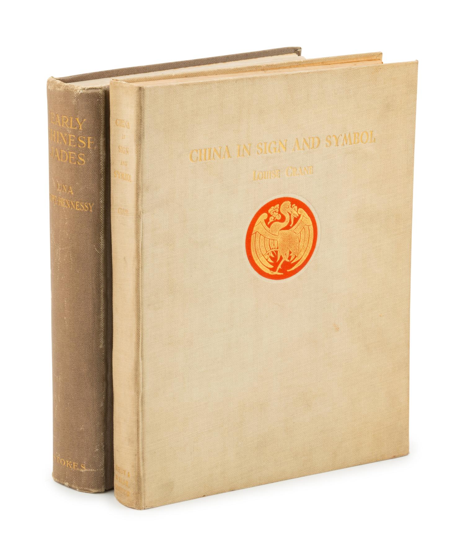 [CHINESE ART]. CRANE, Louise. China In Sign and Symbol . Shanghai: Kelly & Walsh, Ltd., 1926. [ With :] POPE-HENNESSY, Una. Early Chinese Jades . New York: Frederick A. Stokes Company, 1923.