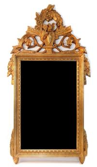 A Louis XVI Style Giltwood Mirror Height 37 x width 20 1/2 inches.