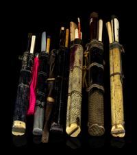 Six Chinese Sharkskin Knife and Chopsticks Sets