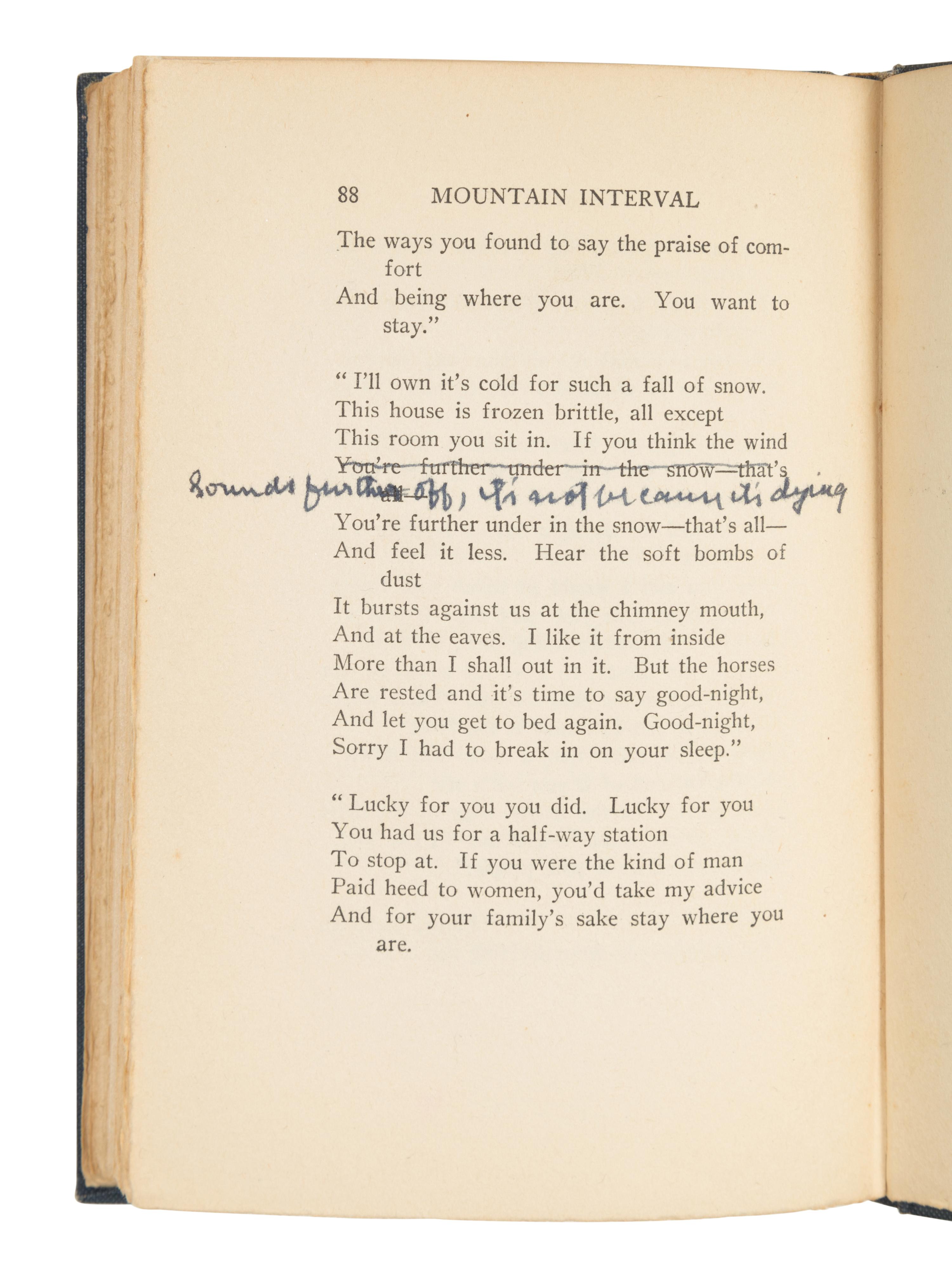 FROST, Robert (1874-1963). Mountain Interval. New York: Henry Holt & Company, 1916.